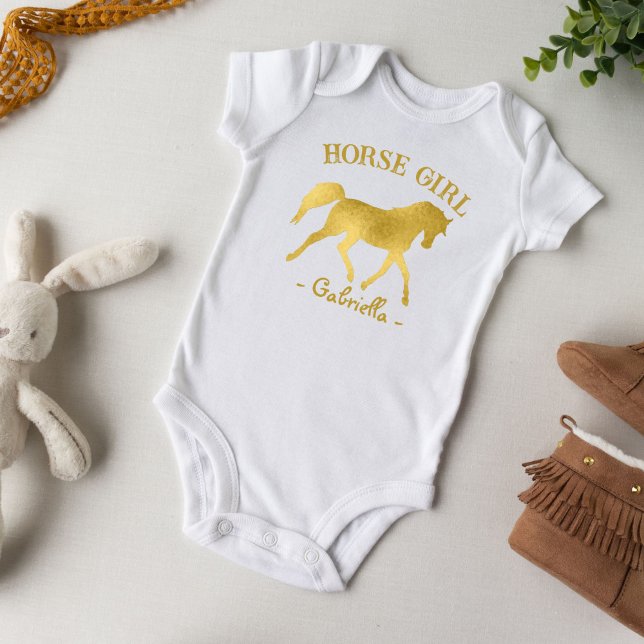 Horse girl golden horse baby shower baby gifts baby bodysuit (Creator Uploaded)