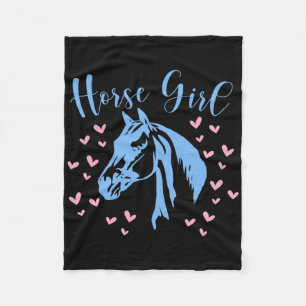 Horse Girl Hearts Equestrian Rider Teen Kids Women Fleece Blanket
