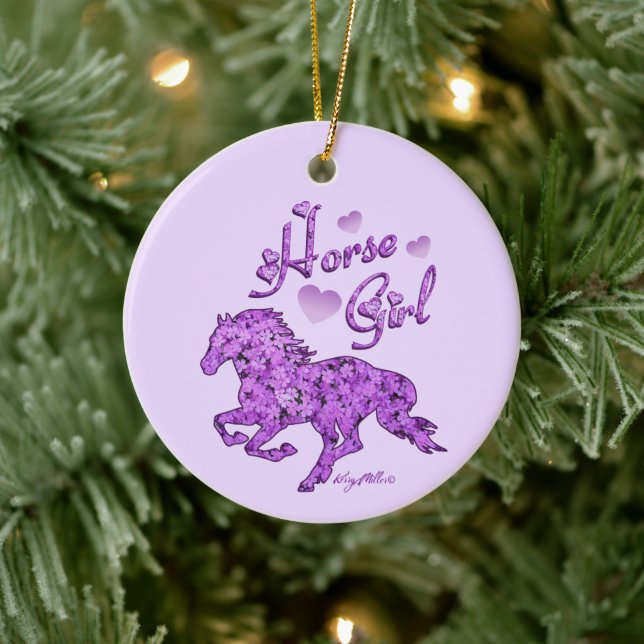 Horse Girl, Horse Ceramic Ornament (Tree)