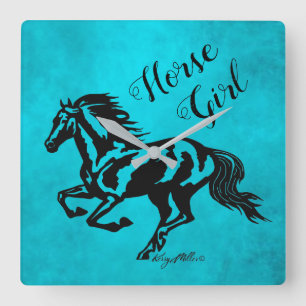 Horse Girl, Horse Square Wall Clock