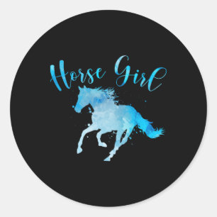 Horse Girl Horseback Equestrian Riding Lover Vinta Classic Round Sticker