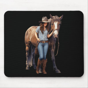 Horse Girl Horseback Riding Bay Quarter Horse Hoof Mouse Pad
