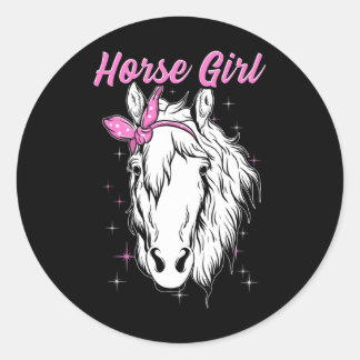 Horse Girl Horseback Riding Equestrian  Classic Round Sticker