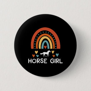 Horse Girl Horseback Riding Rainbow Horses Lover F 6 Cm Round Badge