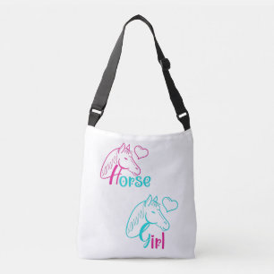 Horse Girl in Pink and Turquoise Crossbody Bag
