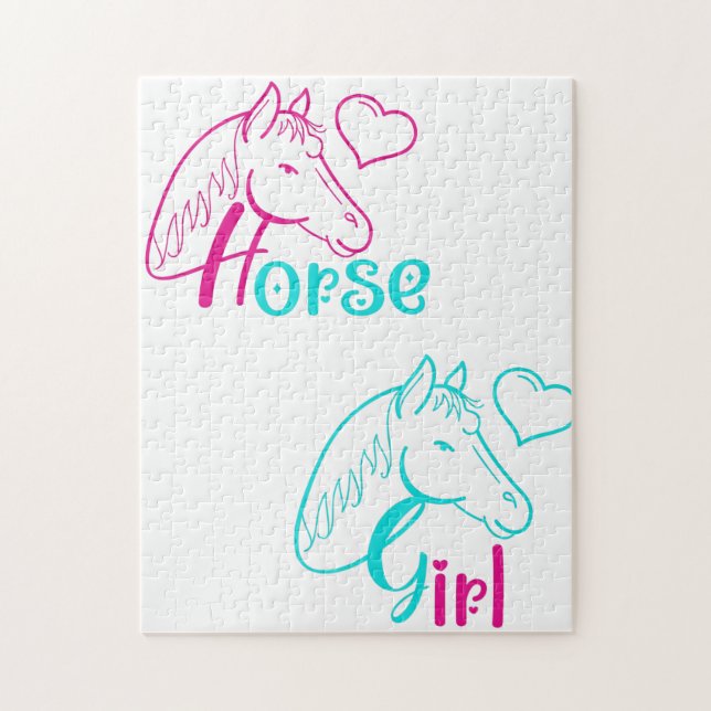 Horse Girl in Pink and Turquoise Jigsaw Puzzle (Vertical)