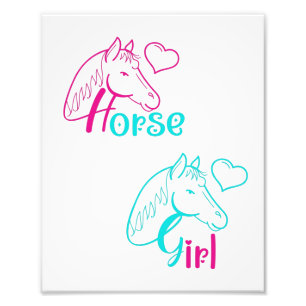 Horse Girl in Pink and Turquoise Photo Print