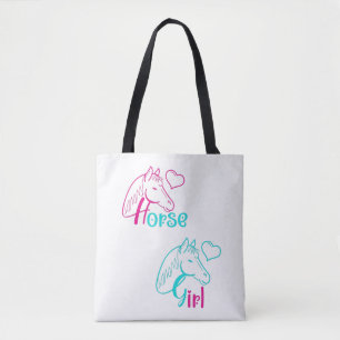 Horse Girl in Pink and Turquoise Tote Bag