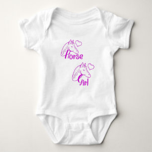 Horse Girl in Purple with Horse Head Font Baby Bodysuit