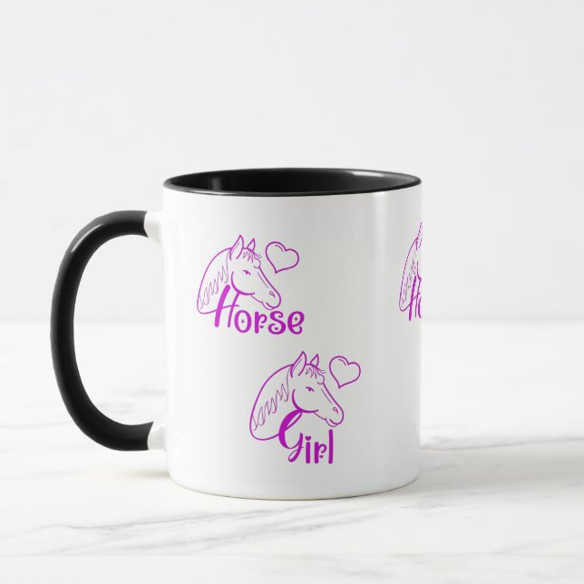 Horse Girl in Purple with Horse Head Font Mug (Left)