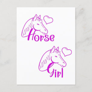Horse Girl in Purple with Horse Head Font Postcard