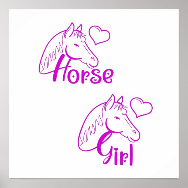 Horse Girl in Purple with Horse Head Font Poster (Front)