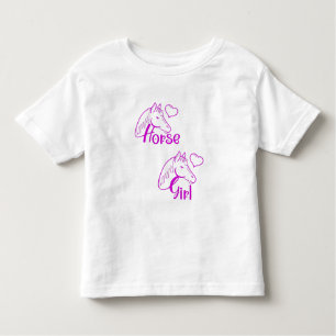 Horse Girl in Purple with Horse Head Font Toddler T-Shirt