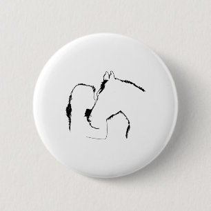 Horse- Girl Kissing Horse Lover Gift Horseback Rid 6 Cm Round Badge