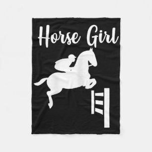 Horse Girl Show Jumping Horseback Riding Equestria Fleece Blanket