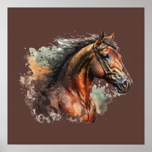 Horse & Girl Silhouette Horseback Riding  Poster