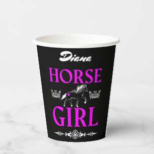 Horse Girl with Name Paper Cups