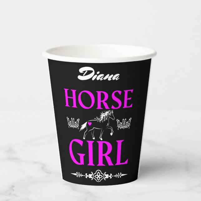 Horse Girl with Name   Paper Cups (Front)