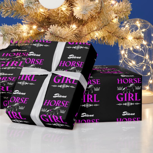 Horse Girl with Name  Wrapping Paper (Holidays)