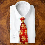 Horse Gold Foil Red Chinese Lunar New Year 2026 Tie<br><div class="desc">Make a stylish, festive impression while you celebrate the Chinese Lunar New Year! A stunning visual of a graphic faux gold foil horse, flowers and cloud pattern overlays a traditional Asian red circle pattern. Feel the warmth and joy of the holiday season whenever you wear this stylish, yet modern and...</div>