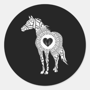 Horse Graphic White Equine Horseback Riding Gift  Classic Round Sticker
