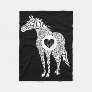 Horse Graphic White Equine Horseback Riding Gift Fleece Blanket