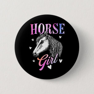 Horse Graphic Women Girls Horseback Riding Horse L 6 Cm Round Badge