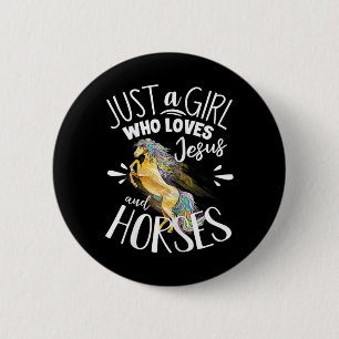 Horse Graphic Women Girls Horseback Riding Horse L 6 Cm Round Badge