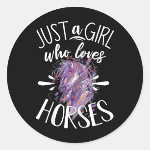 Horse Graphic Women Girls Horseback Riding Horse L Classic Round Sticker