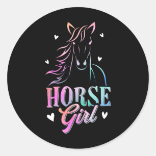 Horse Graphic Women Girls Horseback Riding Horse L Classic Round Sticker