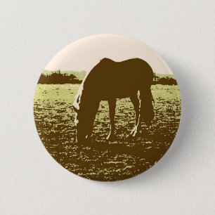 Horse Grazing Pop Art 6 Cm Round Badge