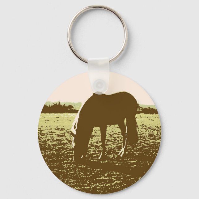 Horse Grazing Pop Art Key Ring (Front)