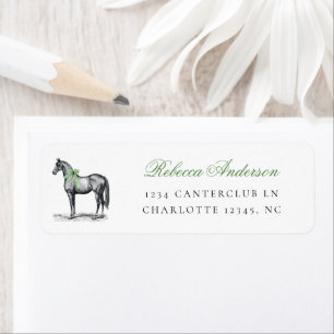 Horse Green Elegant Vintage Baby Shower Address Return Address Label