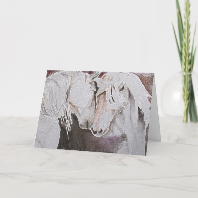 Horse Greeting Card- Peach/ Pink Blank Inside Card (Front)