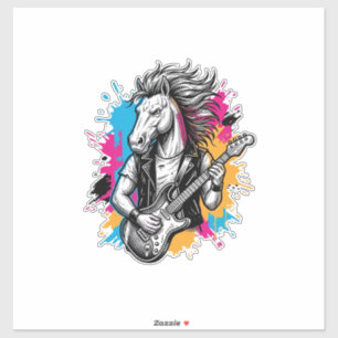 Horse Guitar Player Vintage Engraving T-Shirt Desi