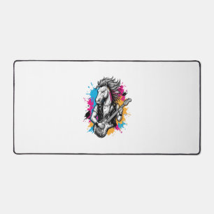 Horse Guitar Player Vintage Engraving T-Shirt Desi Desk Mat