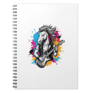 Horse Guitar Player Vintage Engraving T-Shirt Desi Notebook