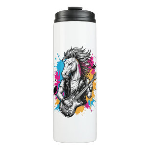 Horse Guitar Player Vintage Engraving T-Shirt Desi Thermal Tumbler