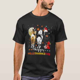 Horse Halloween And Merry Christmas Happy Hallotha T-Shirt