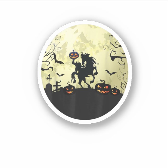 Horse Halloween Headless Horseman Pumpkin And Moon (Front)