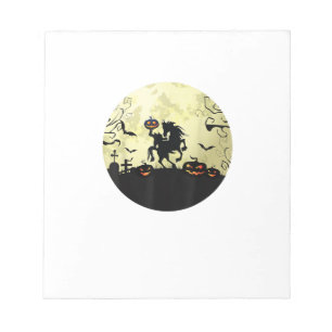 horse halloween headless horseman Pumpkin and moon Notepad