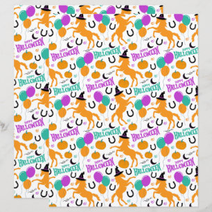 Horse Halloween Scrapbook Paper in White