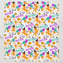 Horse Halloween Scrapbook Paper in White