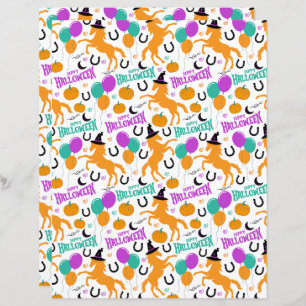 Horse Halloween Scrapbook Paper in White
