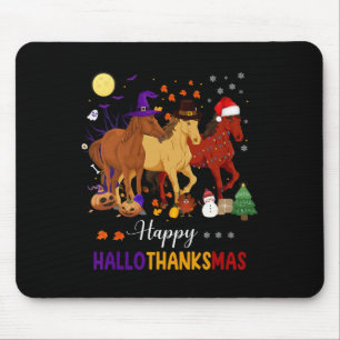 Horse Halloween Thanksgiving Christmas Happy Hallo Mouse Pad
