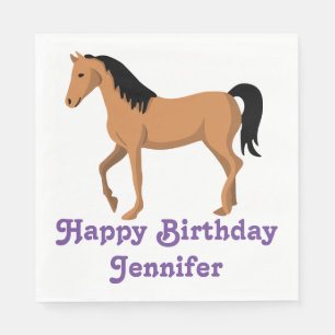 Horse Happy Birthday Equestrian Cute Pony Party Napkin