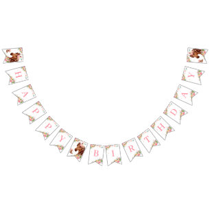  Horse Happy Birthday Girl Pink Floral Saddle Pony Bunting