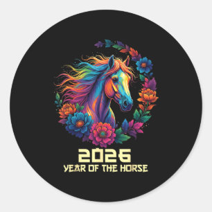 Horse Happy Chinese 1 Classic Round Sticker