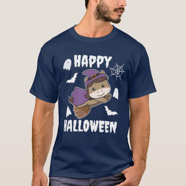 Horse Happy Halloween Witch Witch Costume friends T-Shirt (Front)