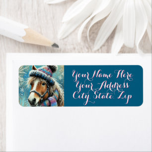 Horse Hat Scarf Snowflakes Personalised Christmas Return Address Label